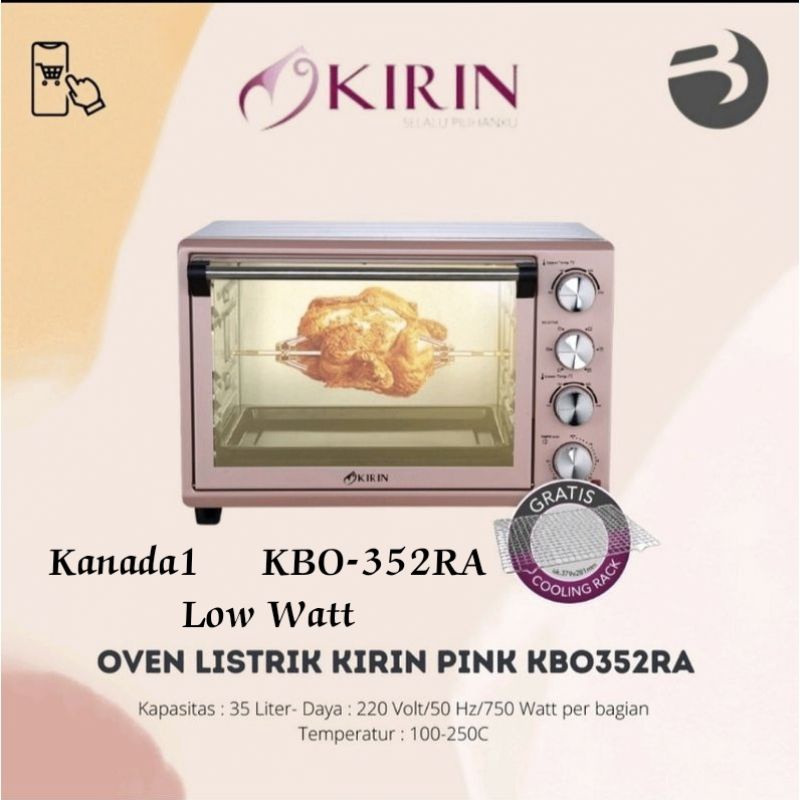 Oven Kirin KBO 352 RA Pink Low Watt - 35 liter