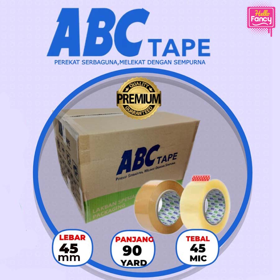 

LAKBAN ABC 45mm x 90yard COKLAT dan BENING / Isolasi / Selotip