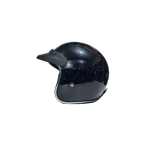 Helm JPX JP New Bigie Retro Hitam Glossy List Chrome Plus Kaca Original