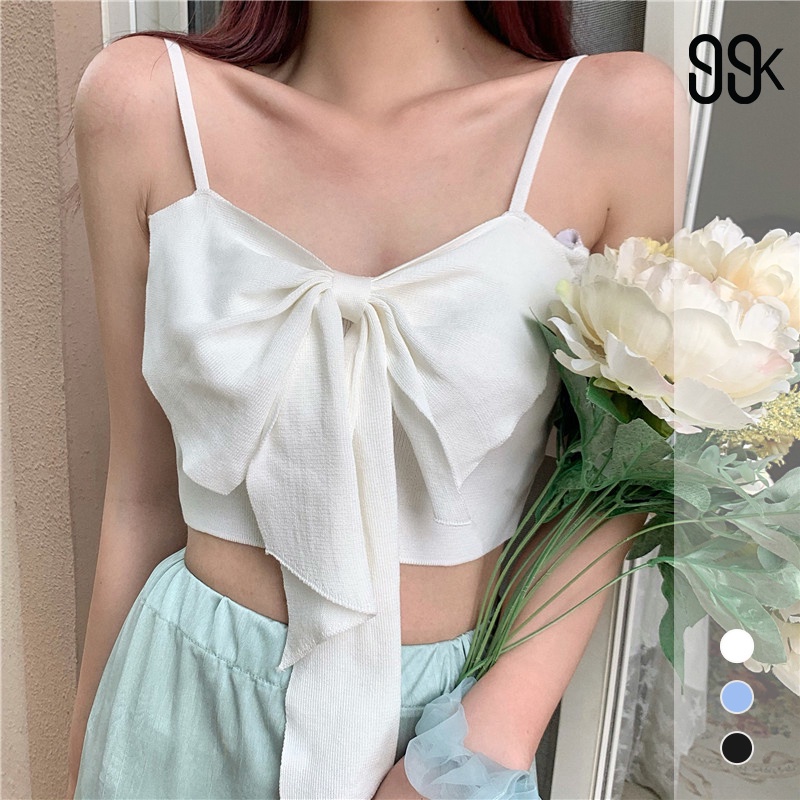 Korean Summer Ribbon Crop TankTop  Atasan Wanita Model Pita 2077