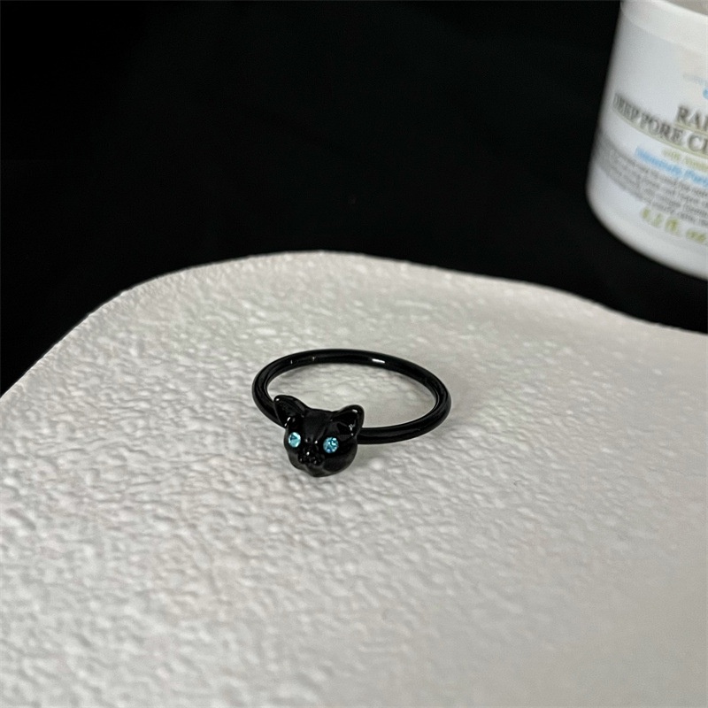 Cincin Desain Kucing Hitam Untuk Wanita