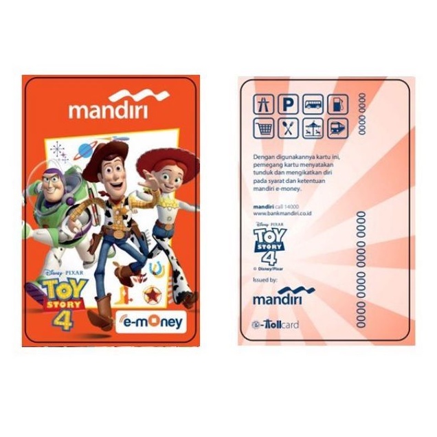 Mandiri eMoney Toy Story 4 - Woody, Buzz and Jessie ORI /Like eTOLL Tapcash Flazz or Brizzi