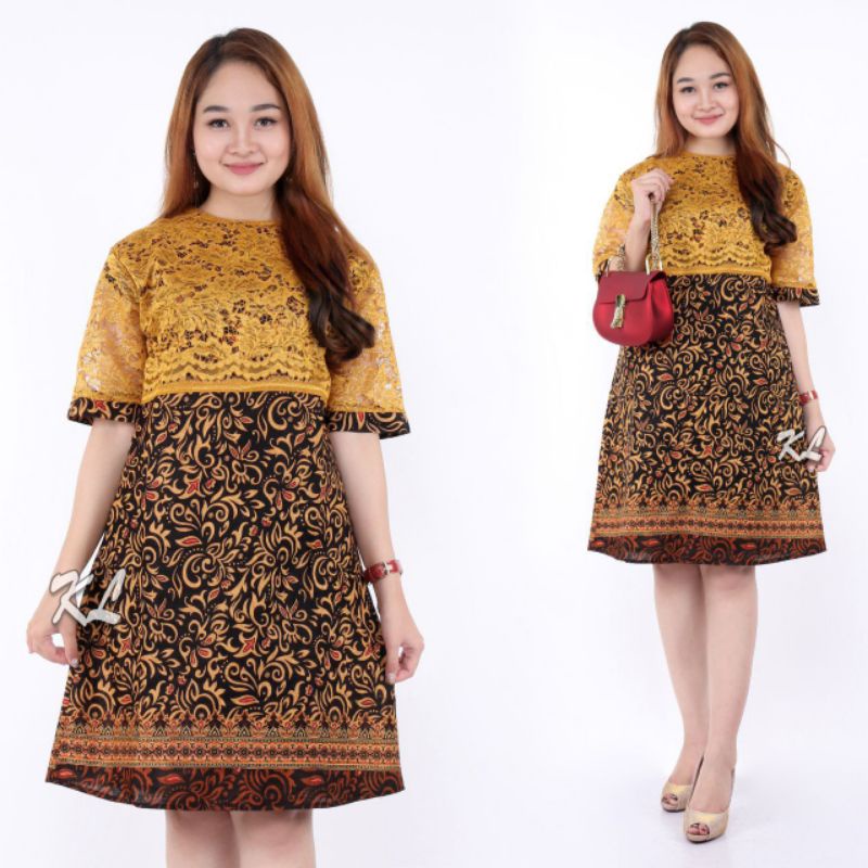 Jual Dress Batik Brukat Modern Terbaru-dress Brokat Model Terbaru 2022 ...