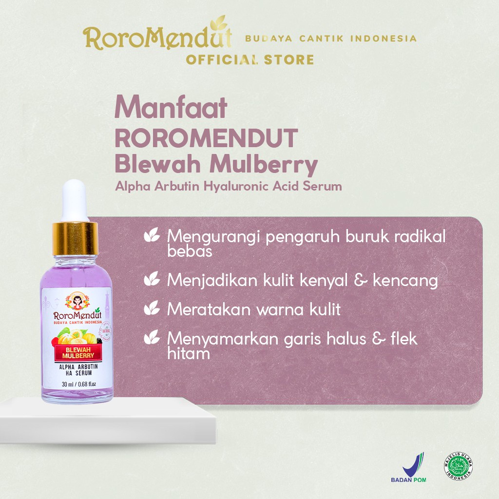 Roro Mendut Blewah mulberry alpha arbutin HA serum &amp; Essence Wajah