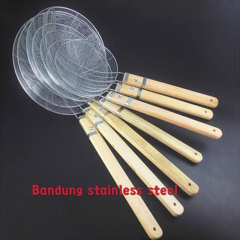 saringan mie saringan gorengan parabola stainless kayu serok 26cm