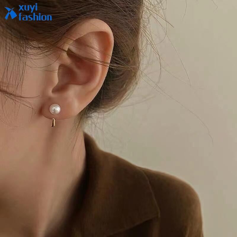 Anting Stud Mutiara Bentuk Tetesan Air Warna Emas Untuk Wanita