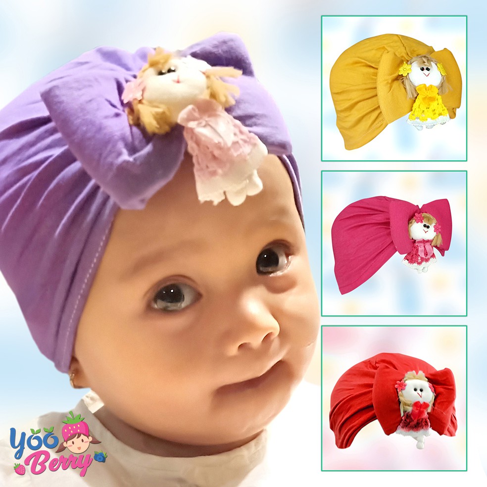 Berry Mart Turban Kaos Bayi Anak Muslim Topi Fashion Bayi Lucu Karakter Doll Berry Mart