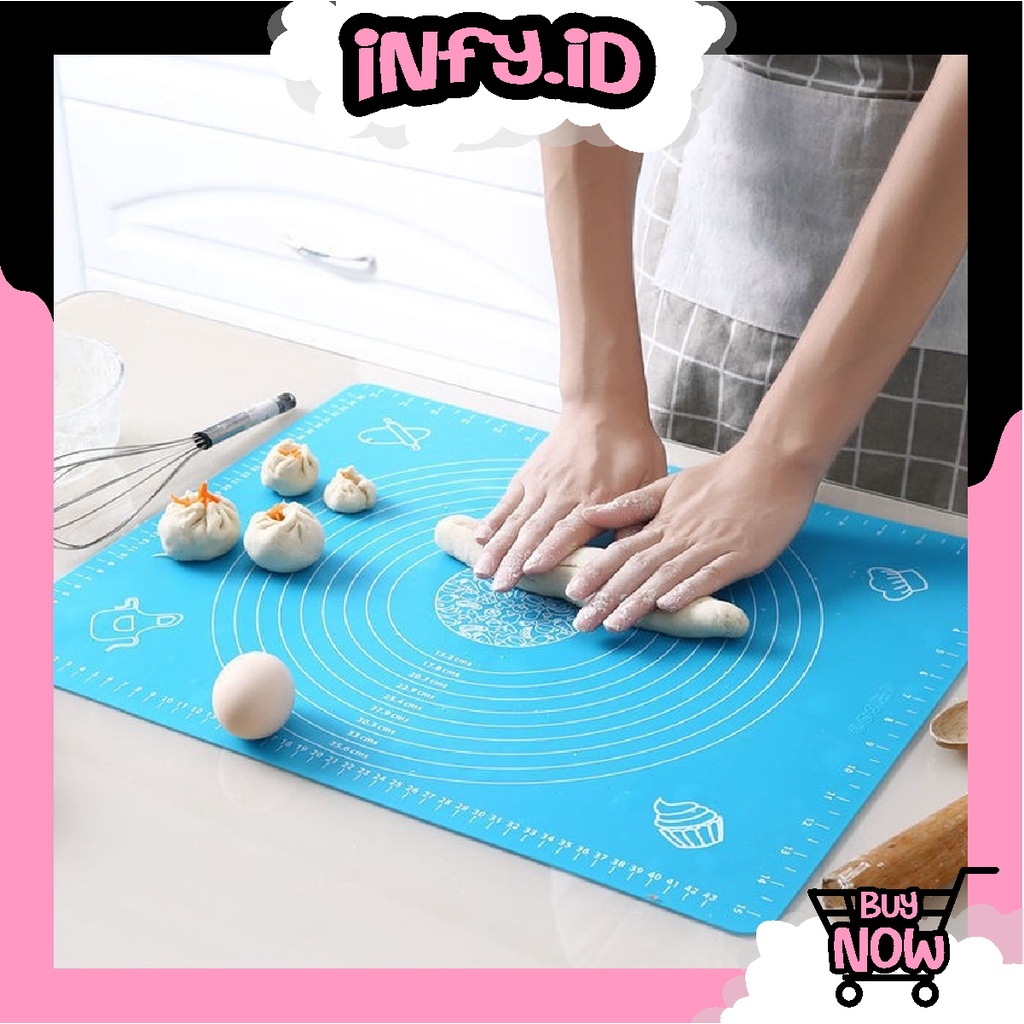 INFY - R756 Alas adonan Rolling dengan Silikon Anti-Lengket Baking Mat Untuk Fondant Kue Pastry Silicone tatakan 50x40cm