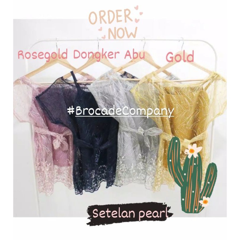 Blouse Tulle Setelan tile pearl + inner / Kebaya Modern casual Modern Tullee Mutiara Spider + Inner