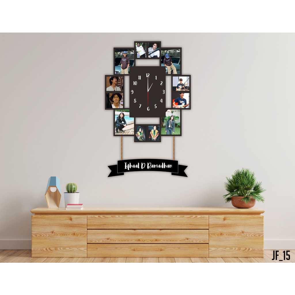 Jam Dinding Frame Custom Foto Pernikahan Keluarga Ulangtahun JF15