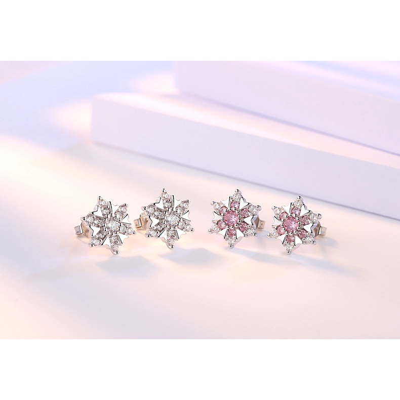 Anting Perak 925 Wanita Oktagonal Snowflake Fashion Perhiasan/Subang Telinga anting perempuan