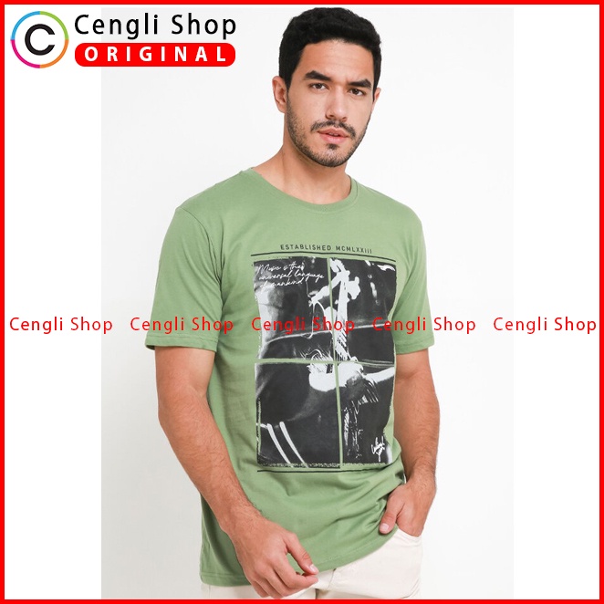 BAJU KAOS PRIA CARDINAL ORIGINAL CASUAL LENGAN PENDEK HIJAU CA02