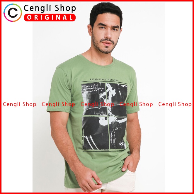 BAJU KAOS PRIA CARDINAL ORIGINAL CASUAL LENGAN PENDEK HIJAU CA02