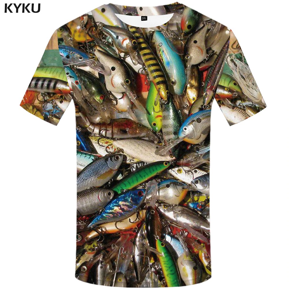 Terlaris Kyku Ikan 3D T Shirt Pria Hip Hop Tshirt Nelayan Tropis Cetak Kaos Lucu Kaos Musim Panas