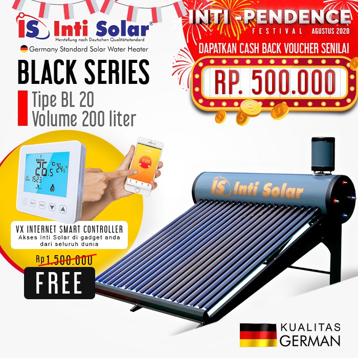 INTI SOLAR WATER HEATER 200Ltr Tipe BL20 Pemanas Air Tenaga Matahari