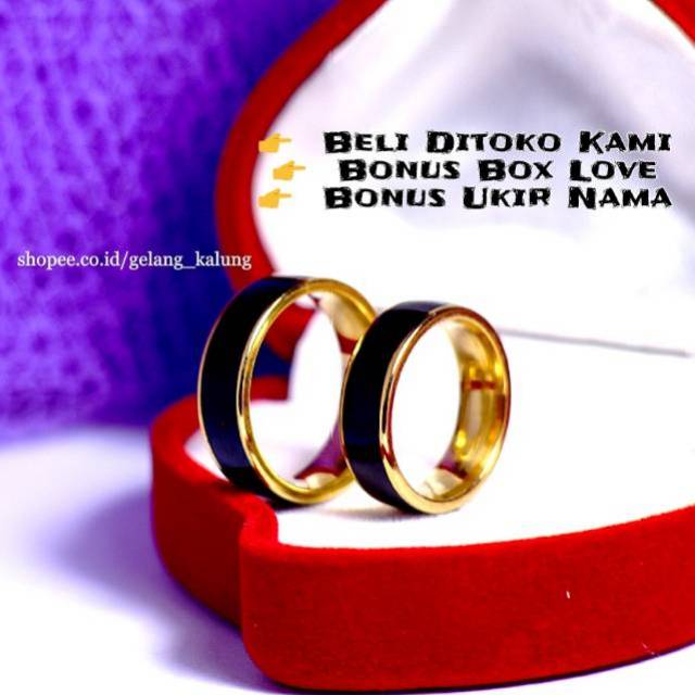  CINCIN COUPLE NIKAH KAWIN TUNANGAN WARNA  HITAM GOLD  ASLI 