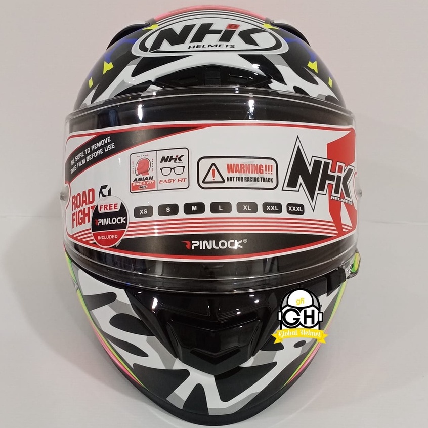 HELM NHK GP R TECH STREET R45 BLACK PINK GLOSSY