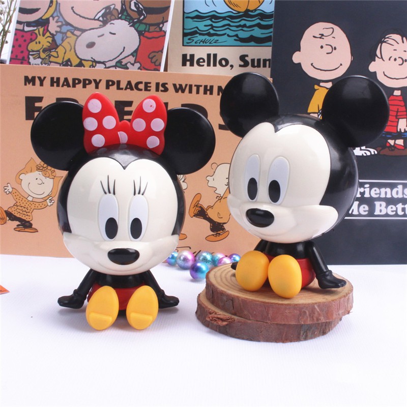 2pcs / Set Mainan Action Figure Disney Kepala Besar Mickey Minnie Mouse Untuk Dekorasi Kue Ulang Tahun Anak