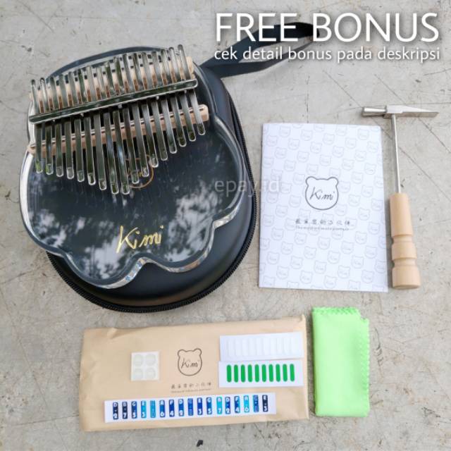 KIMI Kalimba 17 Keys Akrilik Cat Paw Acrylic Model M-1 Hardcase Original Kalimba FREE BONUS
