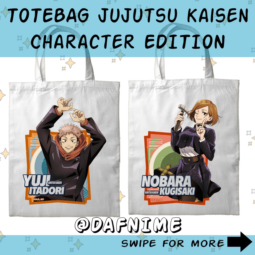 TOTEBAG ANIME JUJUTSU KAISEN CHARACTER EDITION MEGUMI GOJO YUUJI NOBARA INUMAKI MAKI PANDA