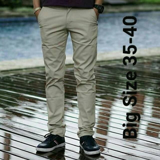  Celana  chino  big size impresif  khaki sizd 35 45 Shopee 