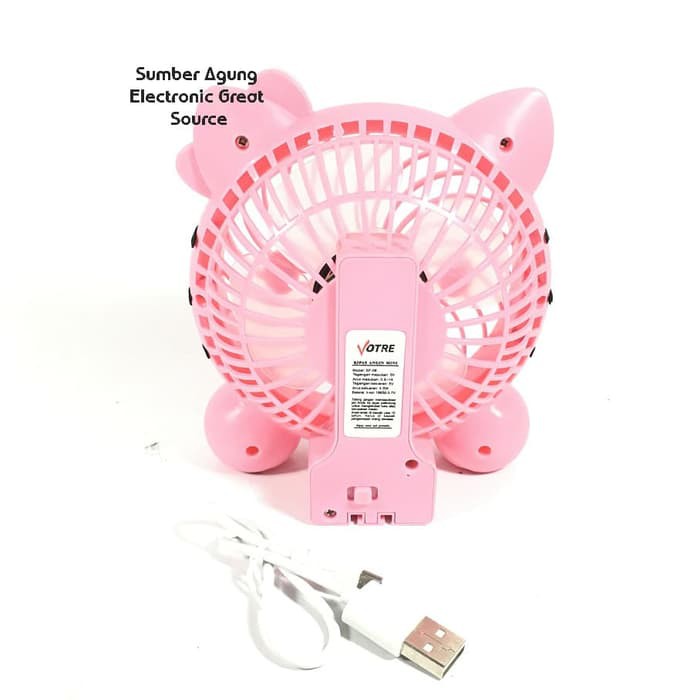 Kipas Mini USB Portable Votre SF06 Hello Kitty Pink Fan Meja Kecil Cas