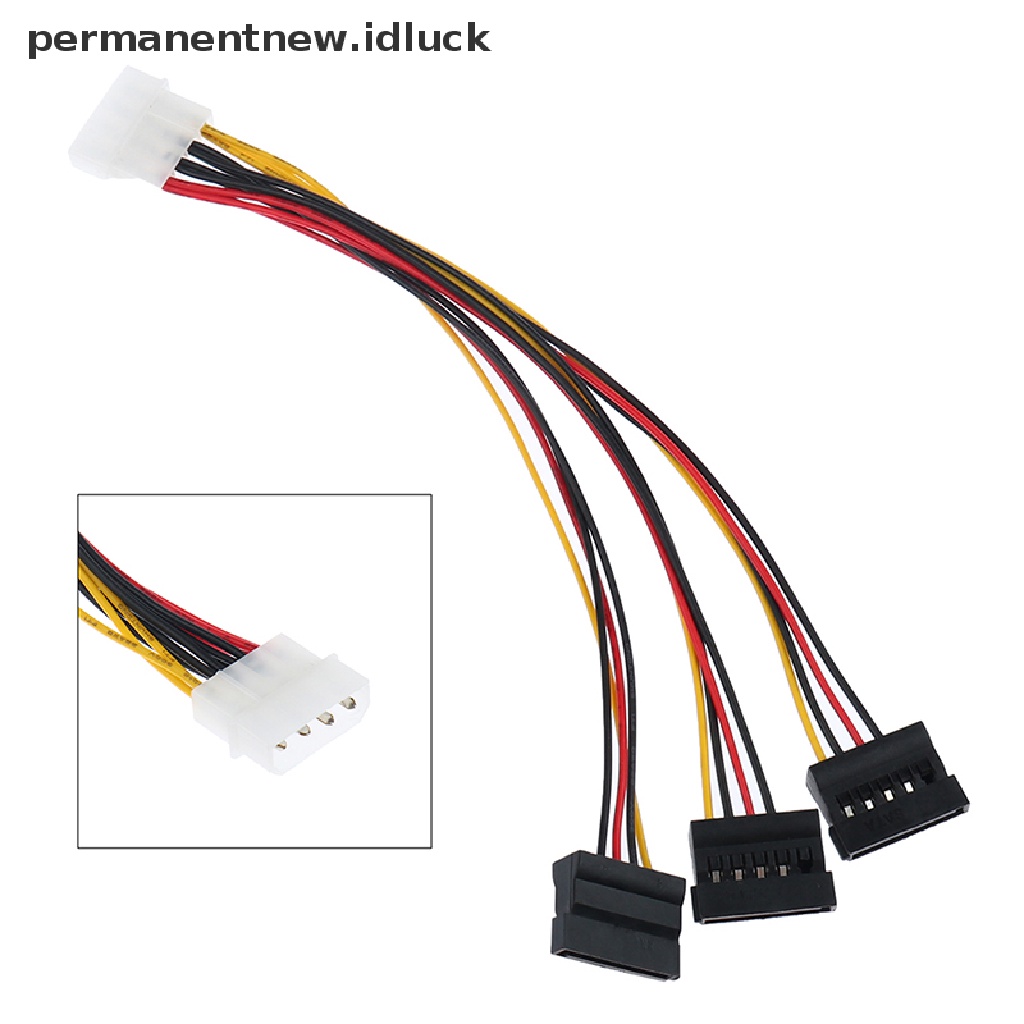 (luckypermanentnew) Kabel Extension Power Splitter 4Pin IDE Molex Ke 3 ATA SATA