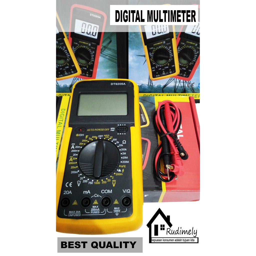 Grosir Digital Multimeter DT9205A MURAH BERKUALITAS KEAKURATAN TINGGI DAN AWET+ BONUS BATERAI