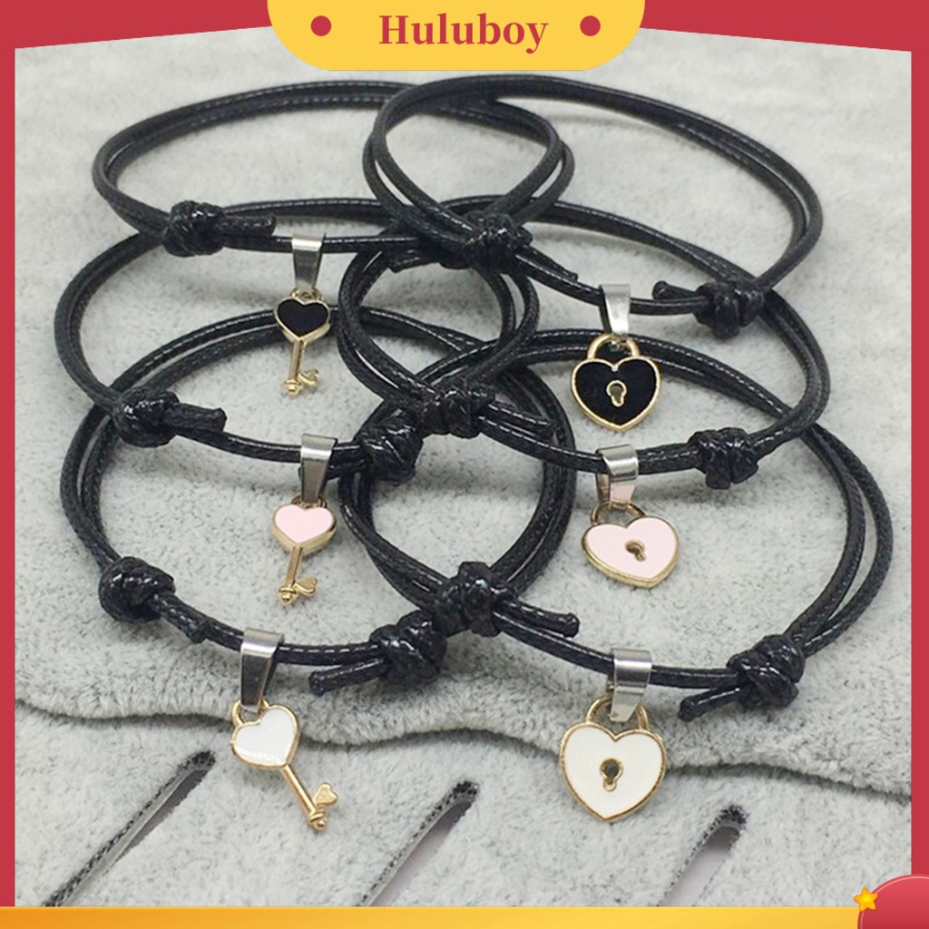 Hu Hu Hu Hu Hu Alat Bantu Pasang Kacamata♡ 1 Pasang Gelang Rantai Adjustable Bahan Resin Aksen Kunci Hati Untuk Pasangan