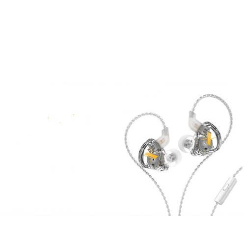 KZ EDX Stage Monitoring IEM Single Driver Earphone - MIC Garansi Resmi-Silver Cable C