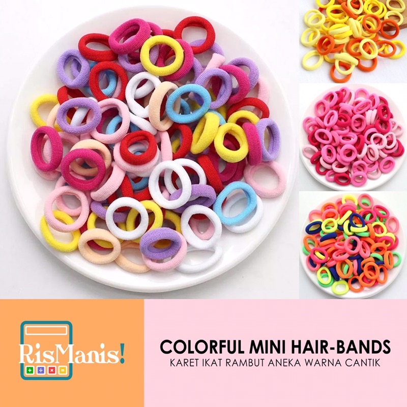 COLORFUL MINI HAIR-BANDS - Karet Handuk Ikat Rambut Donat Lucu Nilon Elastis Aneka Warna Cantik