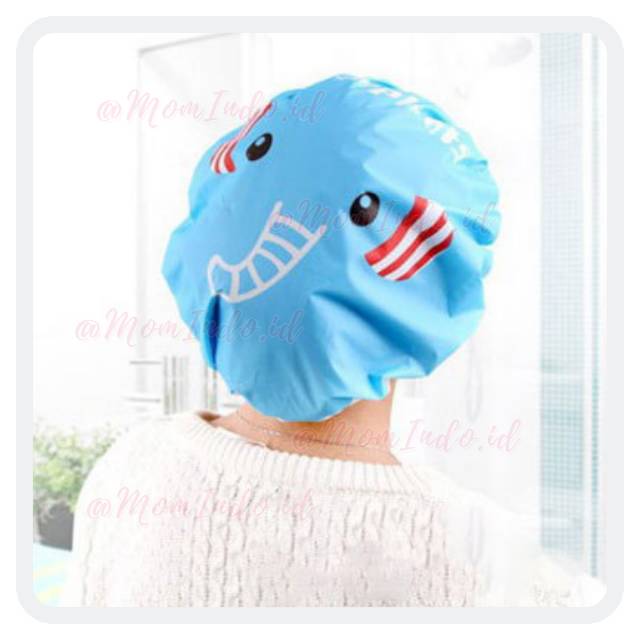 Shower Cap Topi Pelindung Penutup Kepala Rambut Karakter Lucu Waterproof