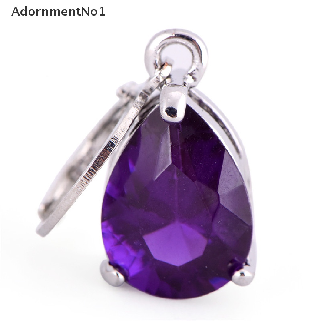 [AdornmentNo1] Women Silver Plated Amethyst Sapphire Jewelry Droop Stud Hoop Earrings Gift [new]