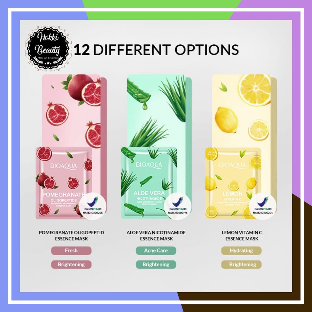 BIOAQUA sheet mask Hydrating Essence face Mask Brightening Moisturizing skin care anti aging Masker Wajah(25g/pcs)
