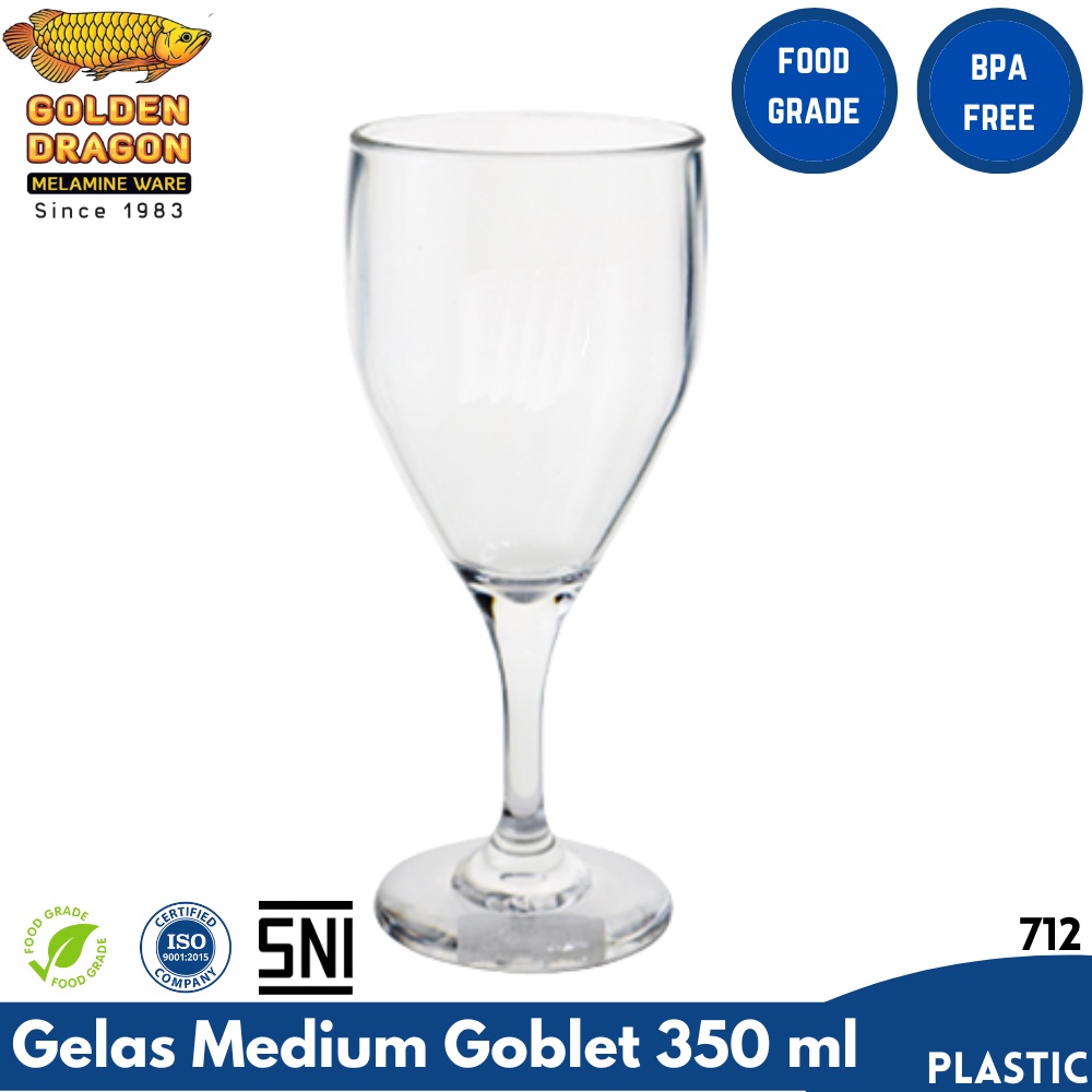 Gelas Medium Goblet 350 ml Plastik Golden Dragon / Gelas Cangkir Jus Susu Wine Bir Cafe Club Kaca