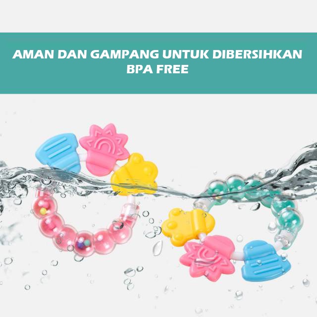 Mainan Tangan Rattle Bunyi Genggam Bayi Gigitan Teether Gelatin Aman BPA Free