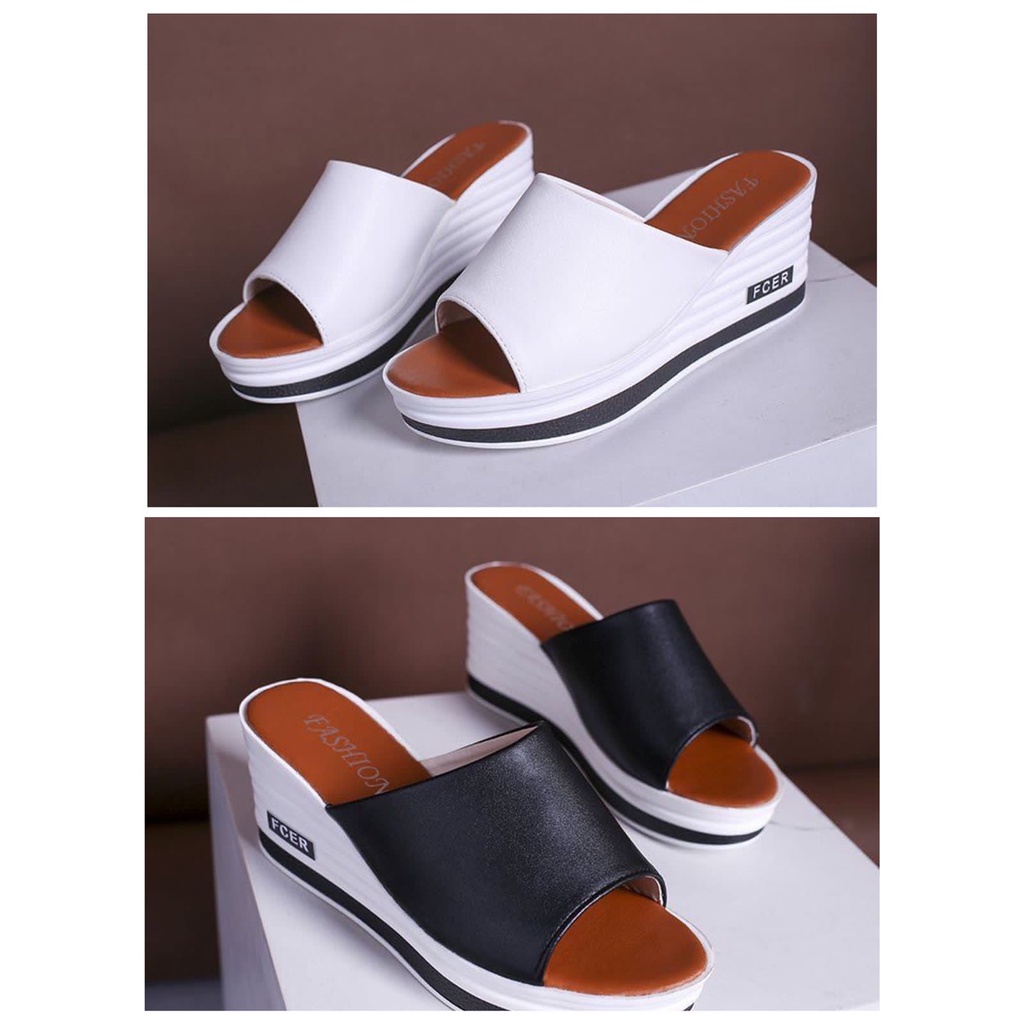 SANDAL SLIDE WEDGES SHOES FASHION BELVA 616