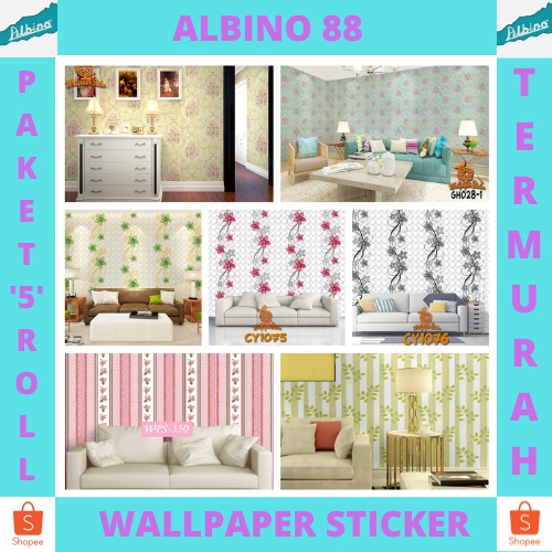 TERBARU PAKET 5 ROLL Wallpaper Sticker Dinding Motif Bunga/ Walpaper Stiker Ruang Tamu/ Ruang Meeting/ BEST SELLER bisa COD