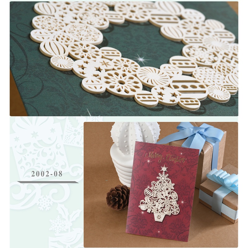 Cetakan Stensil Cutting Dies Motif Karangan Bunga Natal Bahan Metal Untuk Scrapbook / Craft DIY / Embossing