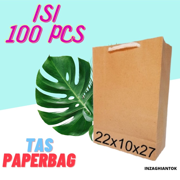 

(TERLARIS) 100Pcs Tas Kertas 22X27 Paperbag Souvernir Paper Bag Kantong