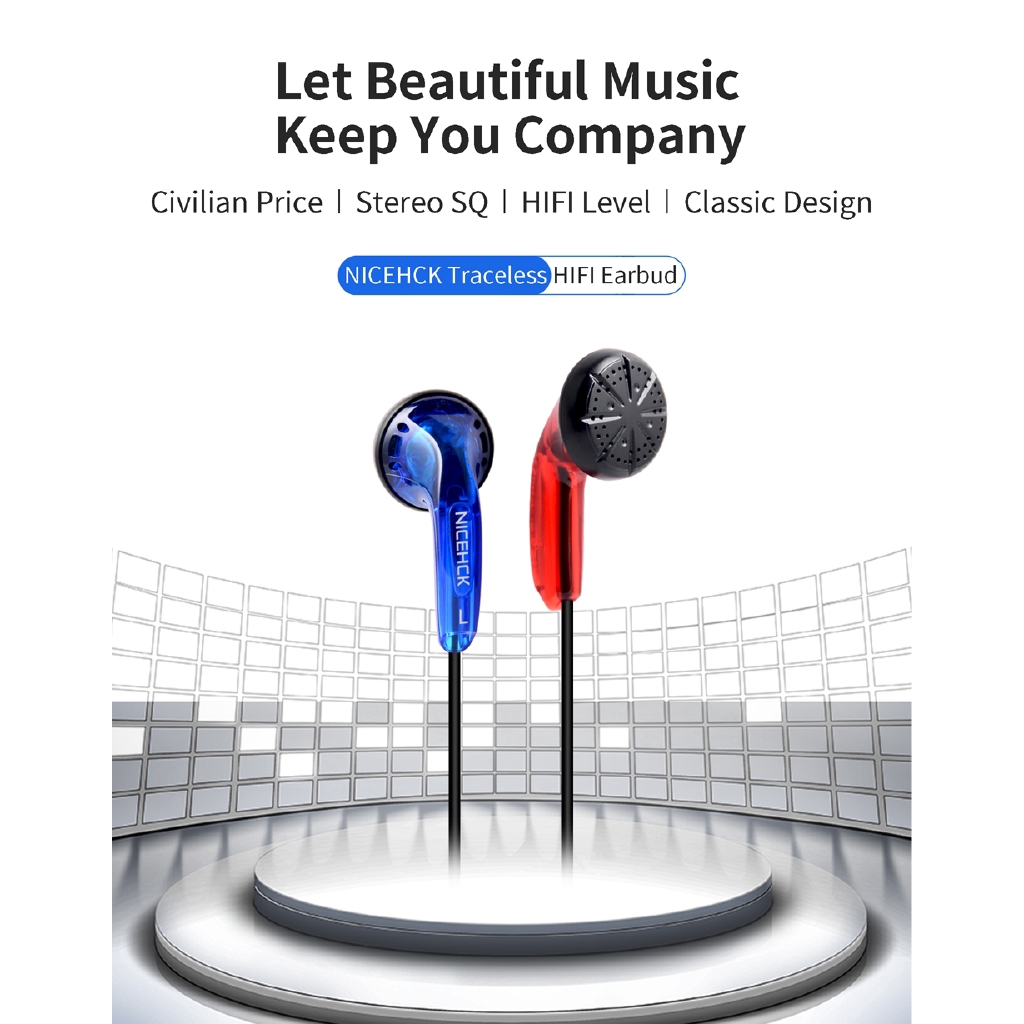 Nicehck Earphone In-Ear Hifi 3.5mm Dynamic Driver Unit Dj Bass Hd Tanpa Jejak Dengan Kabel+Mic