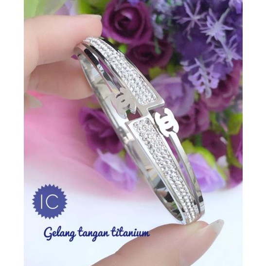 (JUN) PROMO TERMURAH Set Perhiasan TITANIUM Anti Karat Gelang Ring Chanel Pcs Silver Xuping Realpic