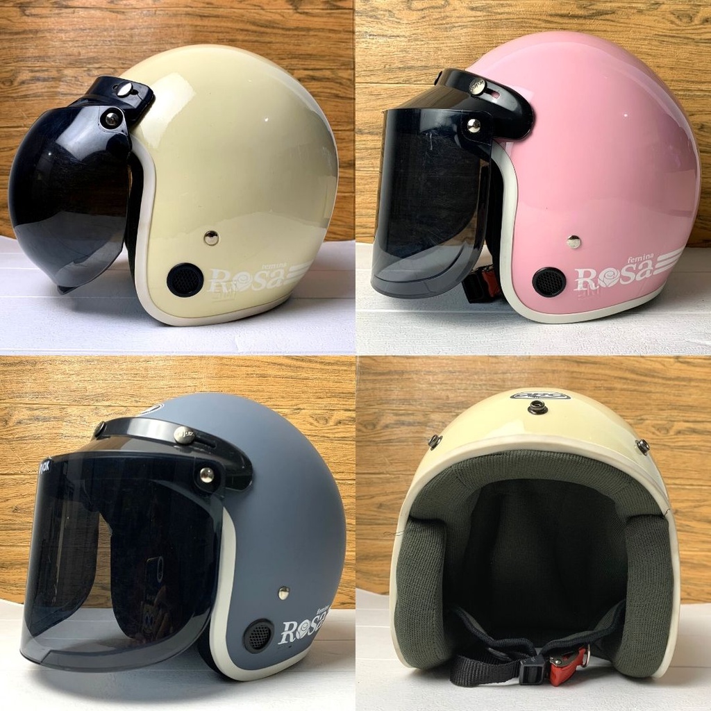 Helm Bogo Wanita Dewasa Cewek Retro FEMINA ROSSA Motor SNI