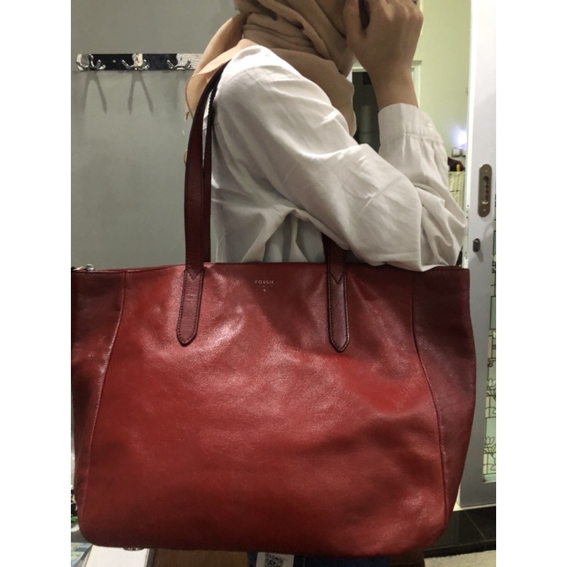 Fossil tote bag  merah Preloved Nett nett