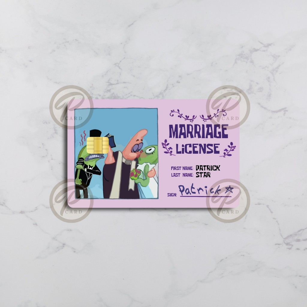 PATRICK MARRIAGE LICENSE - Card Cover Skin Sticker – PLIATA Stiker Kartu ATM, E-Money, E-Toll