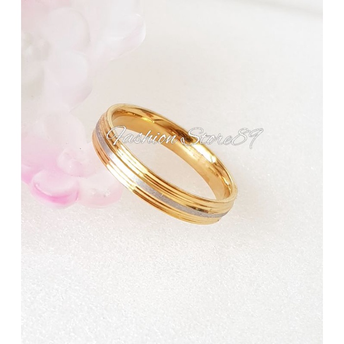 Cincin Titanium Kombinasi silver Gold Pria Wanita Cincin import Titanium gold Antikarat Bestquality