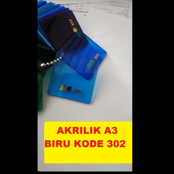 Akrilik A3 Lembaran 3mm Acrylic 3 mm Biru Transparan Marga Cipta