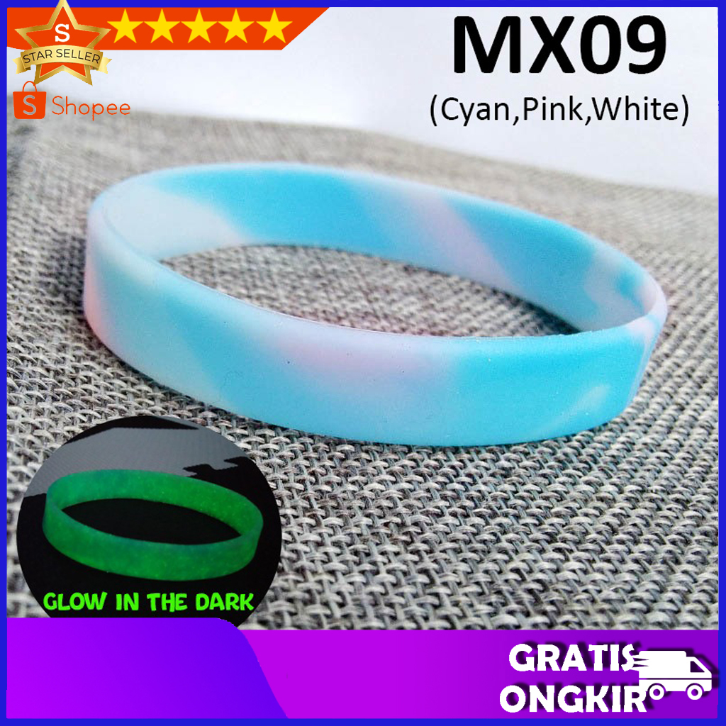 Rubber Strap Army Camo Gelang Karet Keren pria wanita Camouflage SERIES 11 MX09 GLOW IN DARK