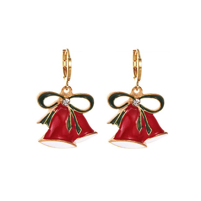 LRC Anting Tusuk Fashion Big Bell Alloy Drip Christmas Stud Earrings F81890