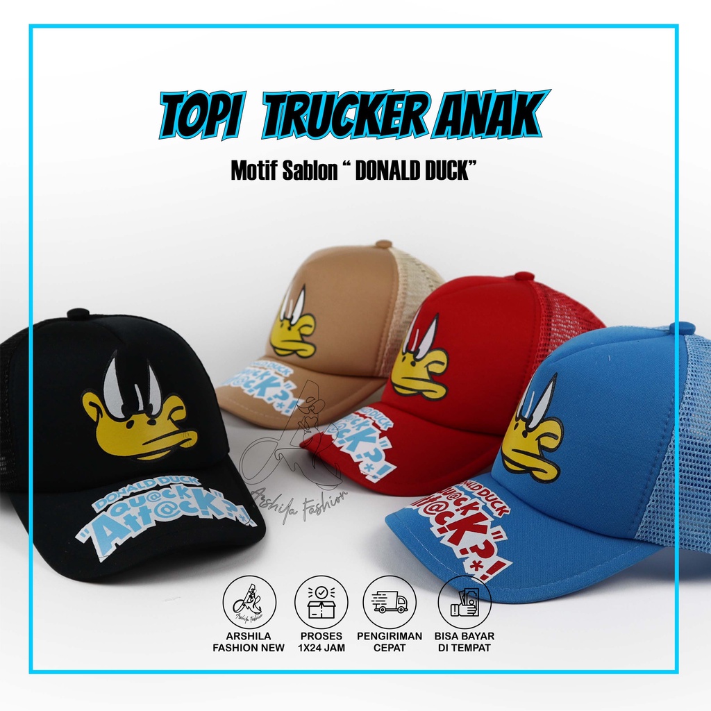 Topi Anak Laki Laki Perempuan Trucker Sablon Donuld